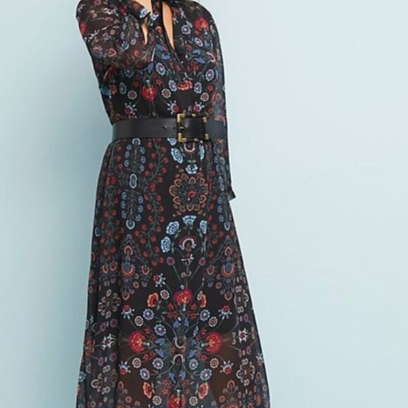 Anthropologie Laia Maxi Dress, Black Motif, SZ L - Picture 1 of 11